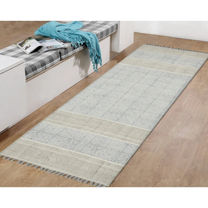 Dune Cresa Stone Blue Flatweave Cotton Area Rug