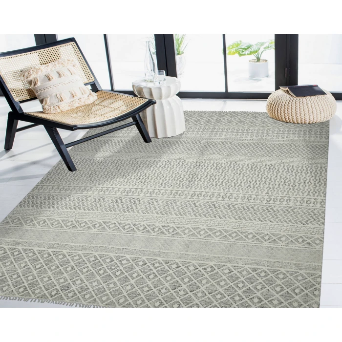 Dune Denevie Gray Flatweave Cotton Area Rug
