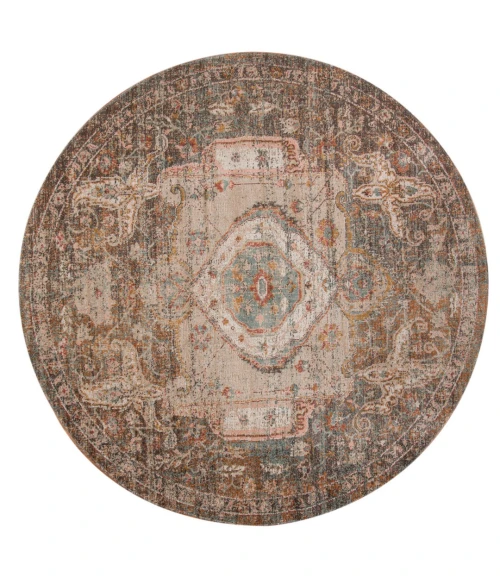 Amer Eternal Lisbon Vintage Taupe Round Rug 6'7"x6'7"