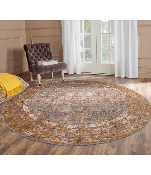 Amer Eternal Pierson Vintage Teal Round Rug 6'7"x6'7"