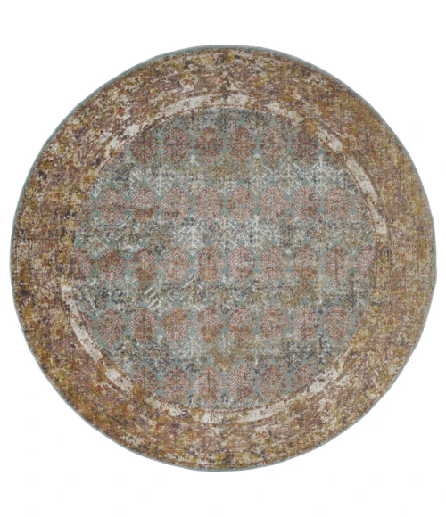 Amer Eternal Pierson Vintage Teal Round Rug 6'7"x6'7"