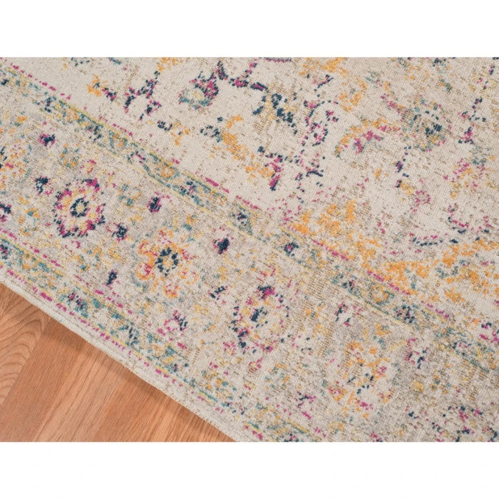 Amer Eternal Solidad Vintage Ivory/Yellow Round Rug 6'7"x6'7"