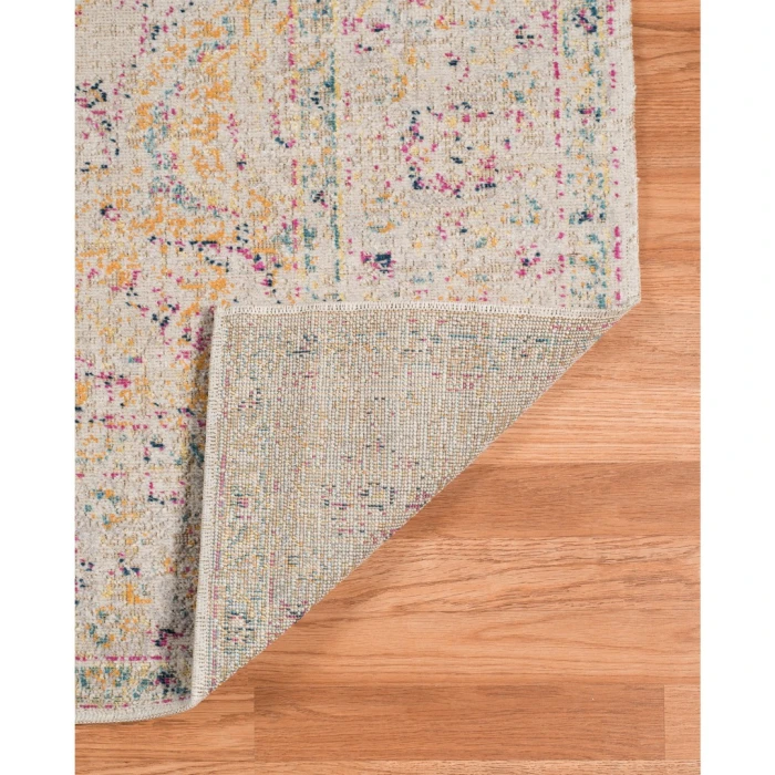 Amer Eternal Solidad Vintage Ivory/Yellow Round Rug 6'7"x6'7"