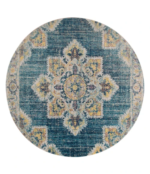 Amer Eternal Witney Vintage Turqouise Round Rug 6'7"x6'7"