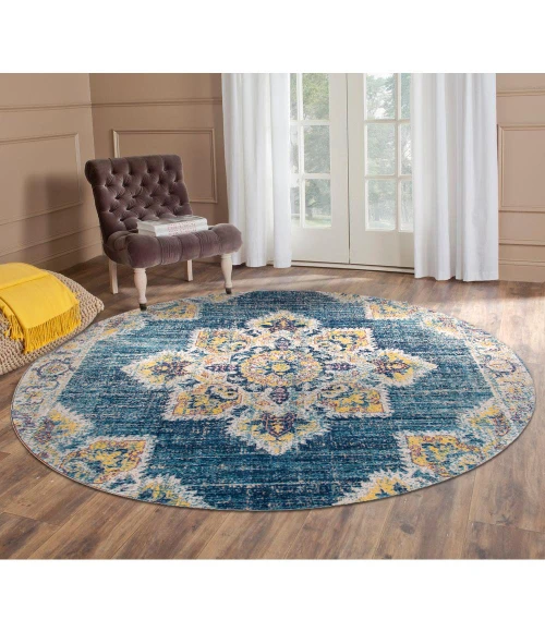 Amer Eternal Witney Vintage Turqouise Round Rug 6'7"x6'7"