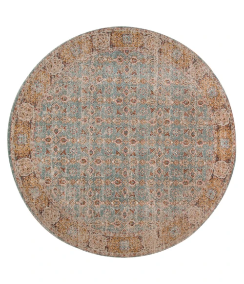 Amer Eternal Watton Vintage Teal Round Rug 6'7"x6'7"