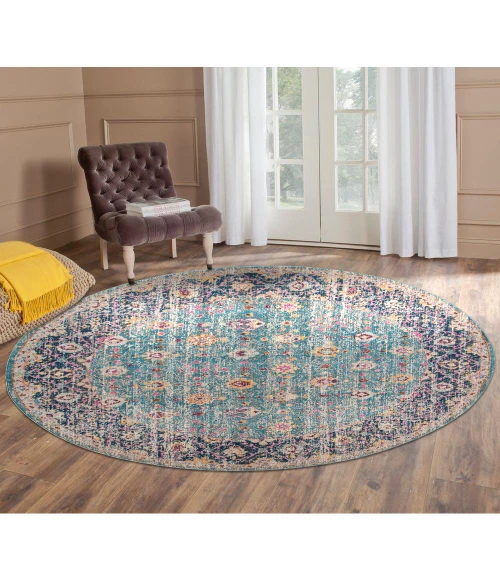 Amer Eternal Waltham Vintage Turqouise Round Rug 6'7"x6'7"