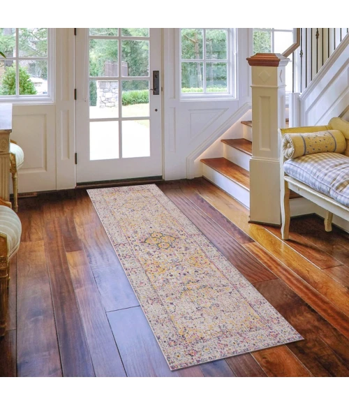 Amer Eternal Solidad Vintage Ivory/Yellow Runner Rug 2'7"x7'6"