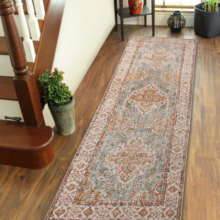 Amer Eternal Solidad Vintage Sea Blue Runner Rug 2'7"x7'6"