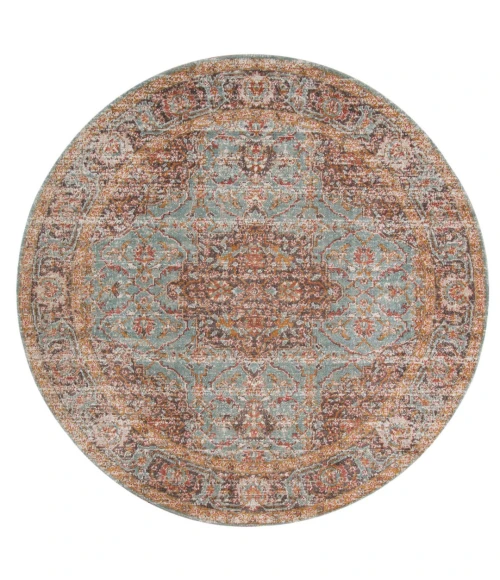 Amer Eternal Raysley Vintage Sea Green Round Rug 6'7"x6'7"