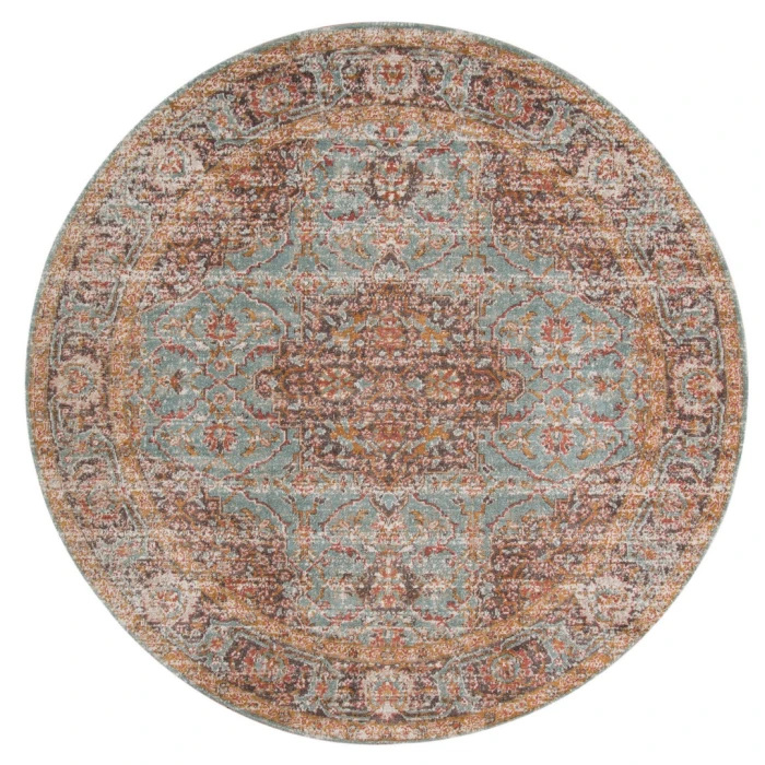 Amer Eternal Raysley Vintage Sea Green Round Rug 6'7"x6'7"