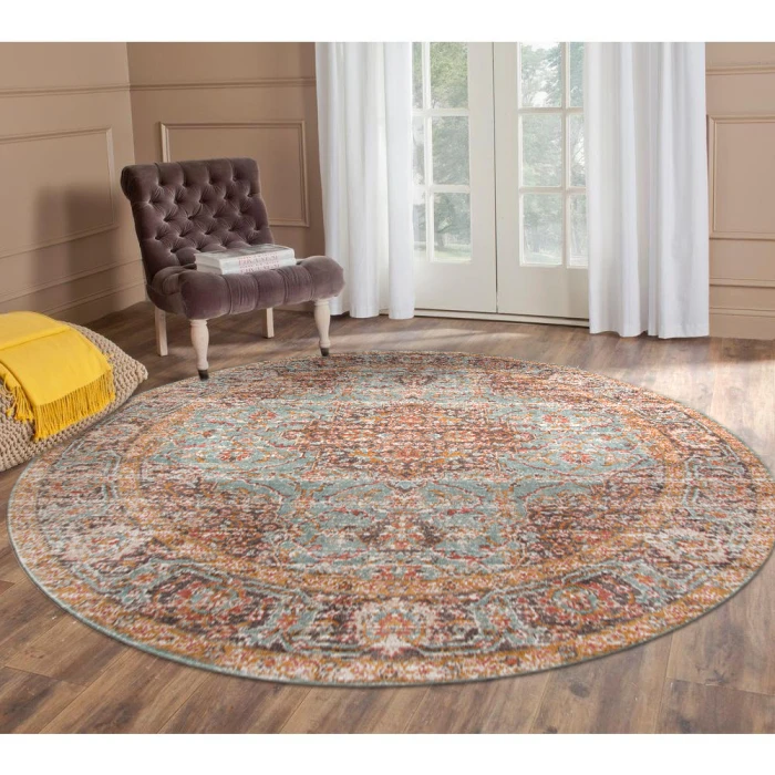 Amer Eternal Raysley Vintage Sea Green Round Rug 6'7"x6'7"