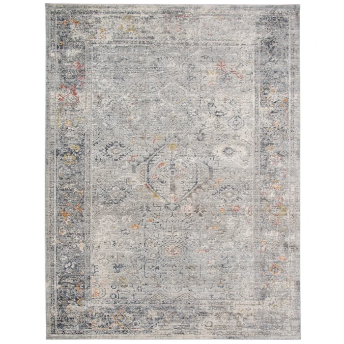 Amer Fairmont Hennasie Silver/Orange Polyester Blend Area Rug 7'10"x10'10"