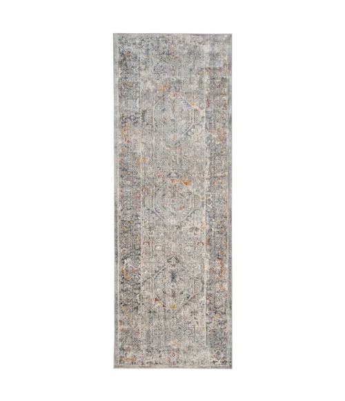 Amer Fairmont Hennasie Silver/Orange Polyester Blend Runner Rug 2'6"x7'10"