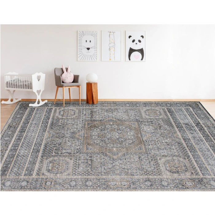 Amer Fairmont Kenseth Charcoal Polyester Blend Area Rug 7'10"x10'10"