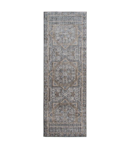 Amer Fairmont Kenseth Charcoal Polyester Blend Runner Rug 2'6"x7'10"
