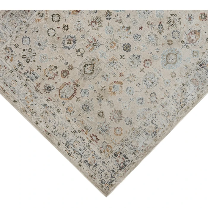 Fairmont Nesty Ivory Floral Polyester Area Rug