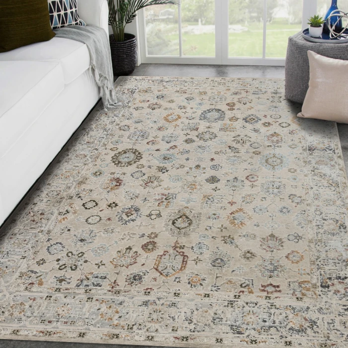 Fairmont Nesty Ivory Floral Polyester Area Rug