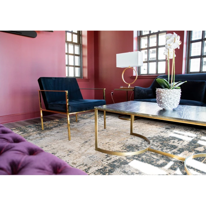Amer Hamilton Draper Indigo Polyester Blend Area Rug 2'x3'