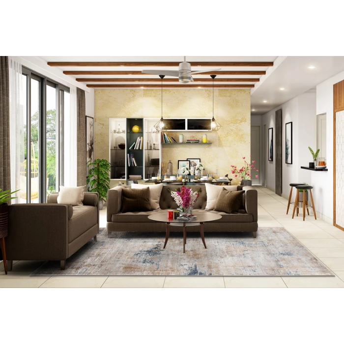 Amer Hamilton Menno Gold Polyester Blend Area Rug 7'6"x9'6"