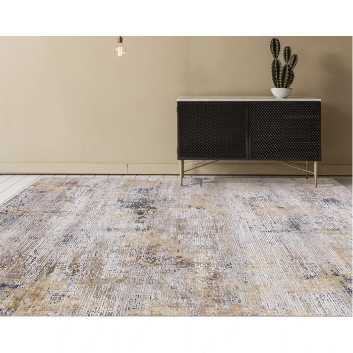 Amer Hamilton Menno Gold Polyester Blend Area Rug 7'6"x9'6"