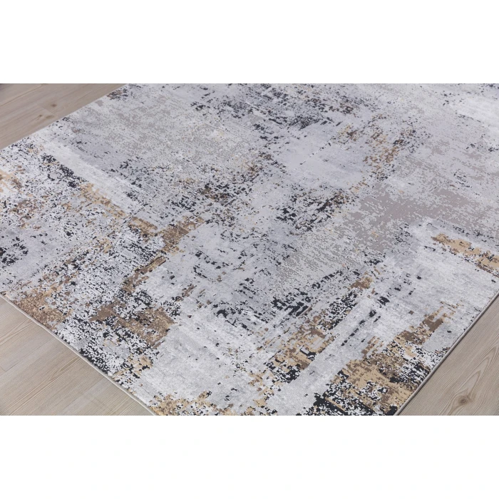 Amer Hamilton Wright Gray/Gold Polyester Blend Area Rug 2'x3'