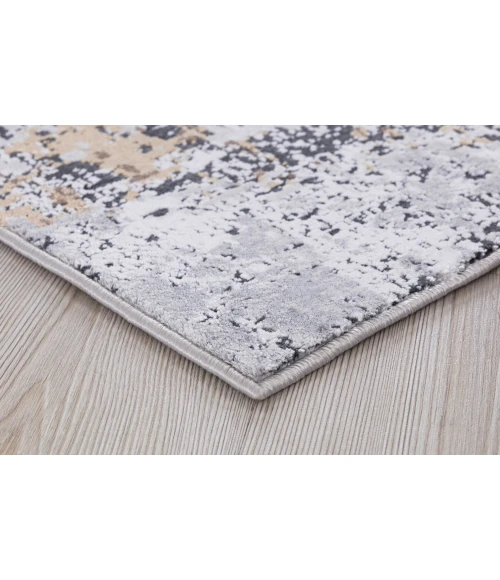 Amer Hamilton Wright Gray/Gold Polyester Blend Area Rug 7'6"x9'6"