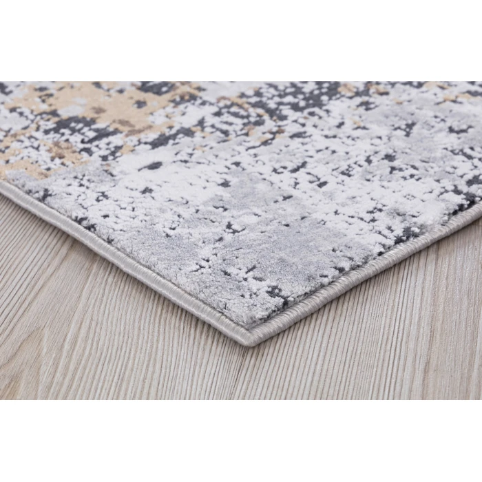 Amer Hamilton Wright Gray/Gold Polyester Blend Area Rug 2'x3'