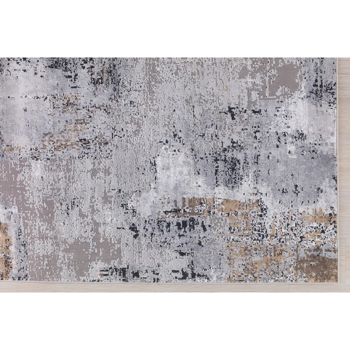 Amer Hamilton Wright Gray/Gold Polyester Blend Area Rug 2'x3'