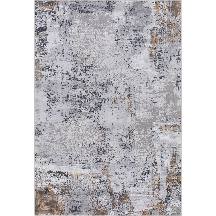 Amer Hamilton Wright Gray/Gold Polyester Blend Area Rug 2'x3'