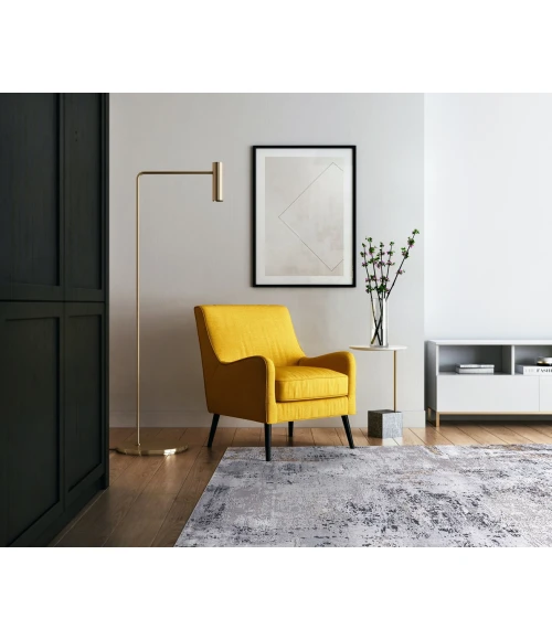 Amer Hamilton Wright Gray/Gold Polyester Blend Area Rug 7'6"x9'6"