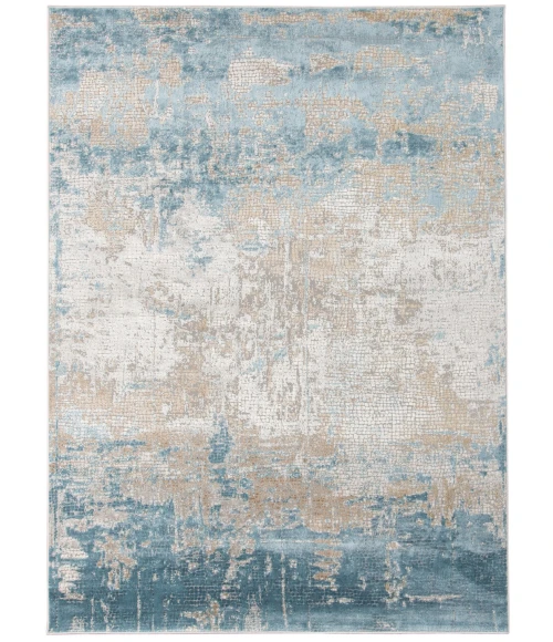 Amer Hamilton Alerra Gold/Blue Polyester Blend Area Rug 7'6"x9'6"