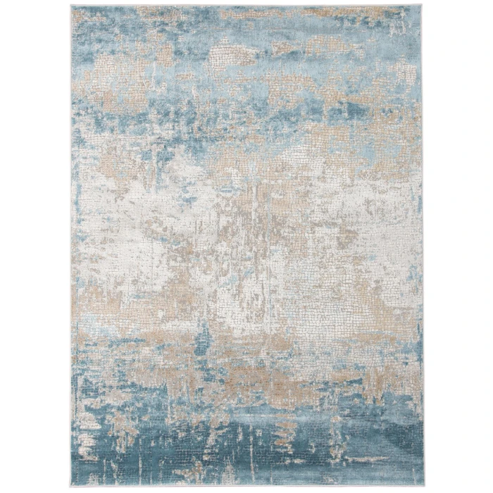 Amer Hamilton Alerra Gold/Blue Polyester Blend Area Rug 4'1"x6'