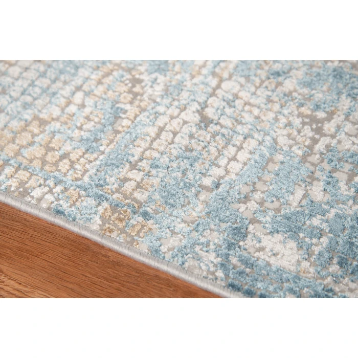 Amer Hamilton Alerra Gold/Blue Polyester Blend Area Rug 4'1"x6'