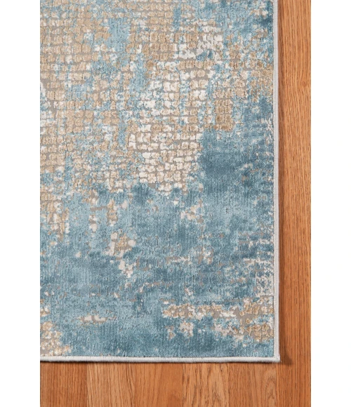 Amer Hamilton Alerra Gold/Blue Polyester Blend Area Rug 7'6"x9'6"