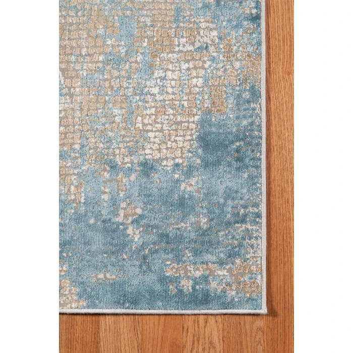Amer Hamilton Alerra Gold/Blue Polyester Blend Area Rug 4'1"x6'