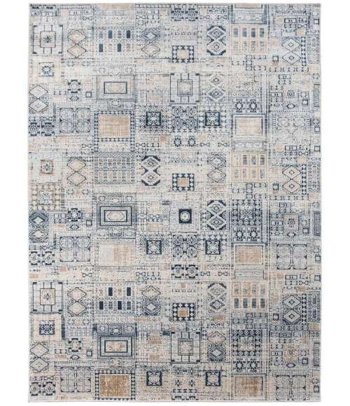 Amer Hamilton Inca Navy/Gold Polyester Blend Area Rug 7'6"x9'6"