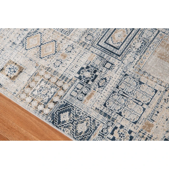 Amer Hamilton Inca Navy/Gold Polyester Blend Area Rug 5'3"x7'6"