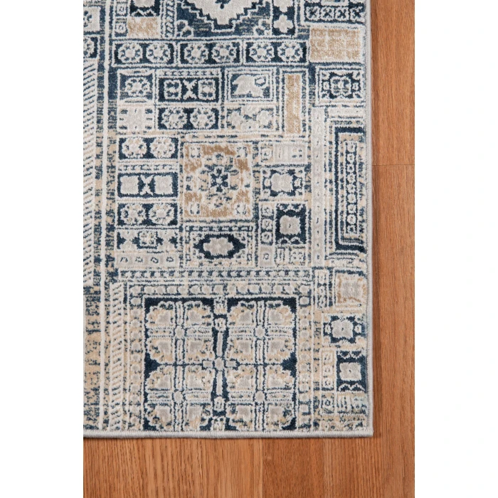 Amer Hamilton Inca Navy/Gold Polyester Blend Area Rug 5'3"x7'6"