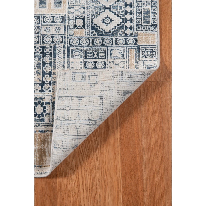 Amer Hamilton Inca Navy/Gold Polyester Blend Area Rug 5'3"x7'6"