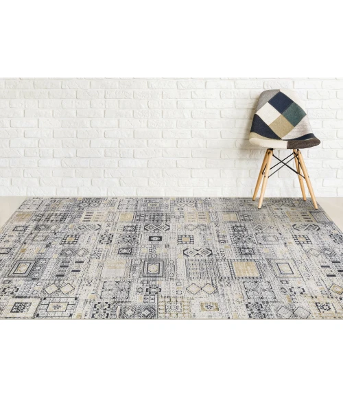 Amer Hamilton Inca Navy/Gold Polyester Blend Area Rug 7'6"x9'6"