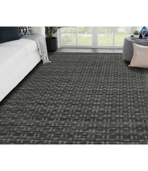Houston Aliya Dark Gray Hand-Woven Wool Area Rug