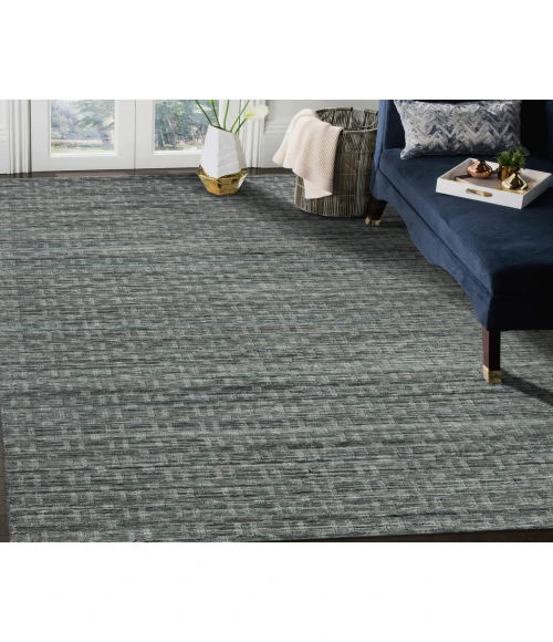 Houston Aliya Turq Gray Hand-Woven Wool Area Rug