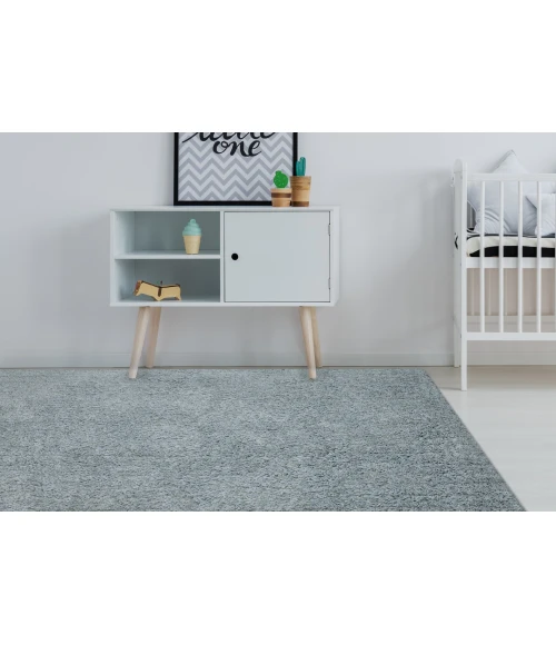 Amer Illustrations Suma Gray/Blue Polyester Shag Area Rug 8'x11'