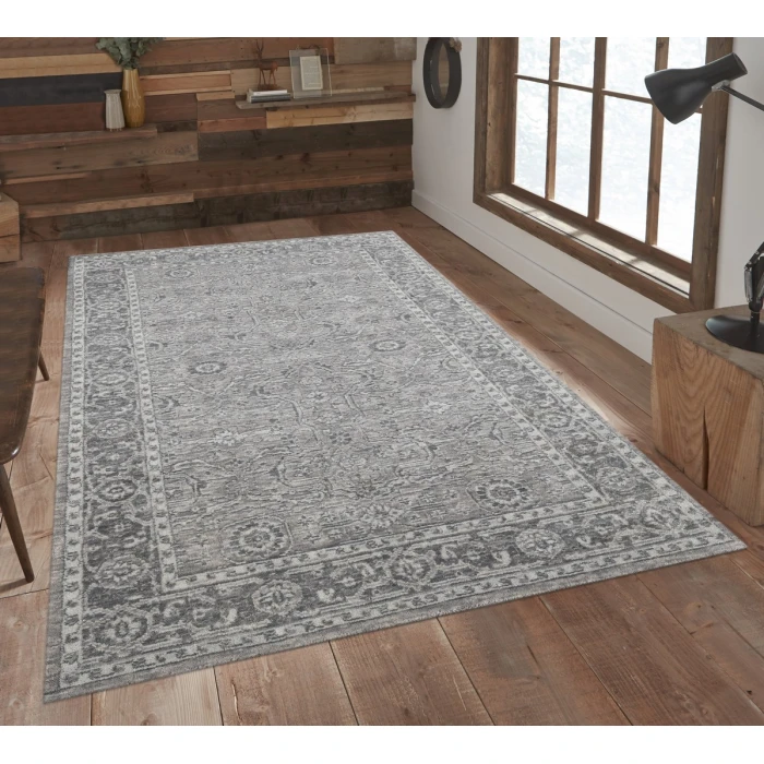 Amer Inara Everly Light Gray Hand-Woven Wool Blend Area Rug 10'x14'