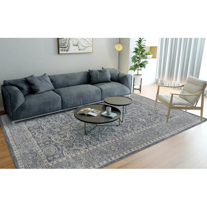 Amer Inara Everly Dark Gray Hand-Woven Wool Blend Area Rug 5'x8'
