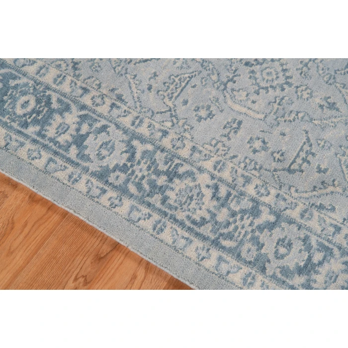 Amer Inara Blanche Aqua Hand-Woven Wool Blend Area Rug 9'x12'