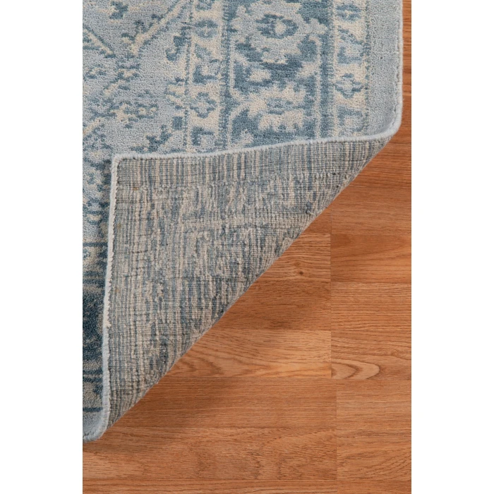 Amer Inara Blanche Aqua Hand-Woven Wool Blend Area Rug 9'x12'
