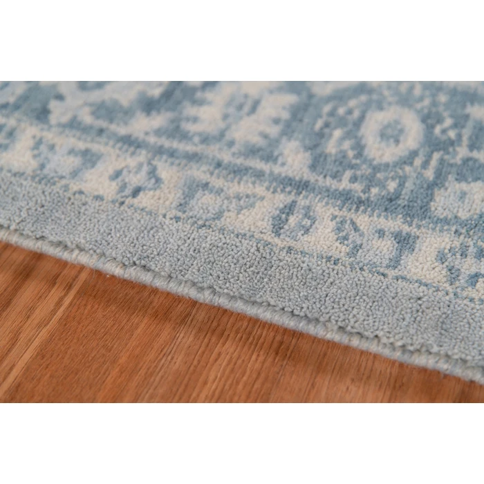 Amer Inara Blanche Aqua Hand-Woven Wool Blend Area Rug 9'x12'