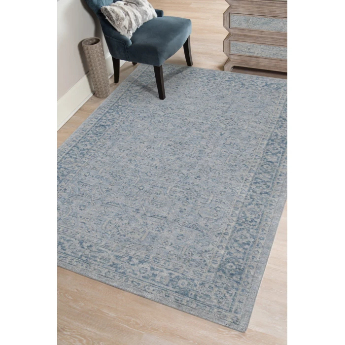 Amer Inara Blanche Aqua Hand-Woven Wool Blend Area Rug 9'x12'